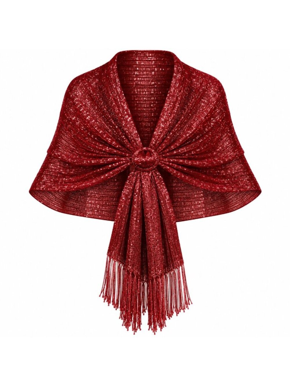 Metallic Burgundy Red Shawl Wrap 70in Fringe Evening Scarf Slide Formal Stole